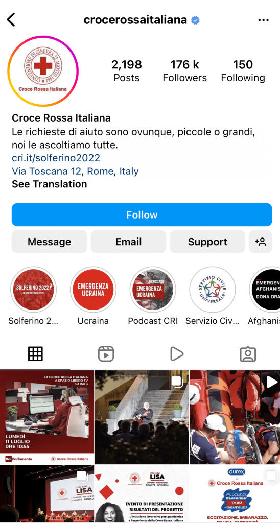 Croce Rossa Italiana Instagram Profile